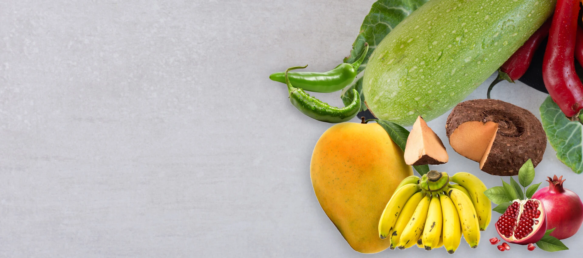 Fresh fruits and vegetables exporter from India – green chilli, banana, mango, pomegranate