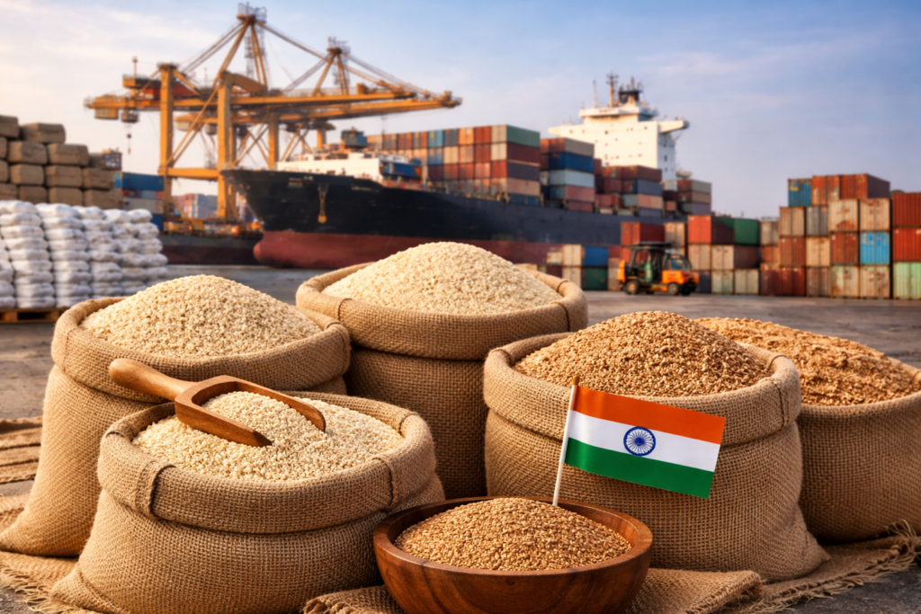 Export quality hulled and natural sesame seeds from India ready for international shipment